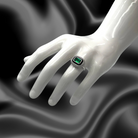 Inel din Argint 925 cu Smarald CZ și Email Negru "Emerald Noir" Inel Lasardo Gioielli