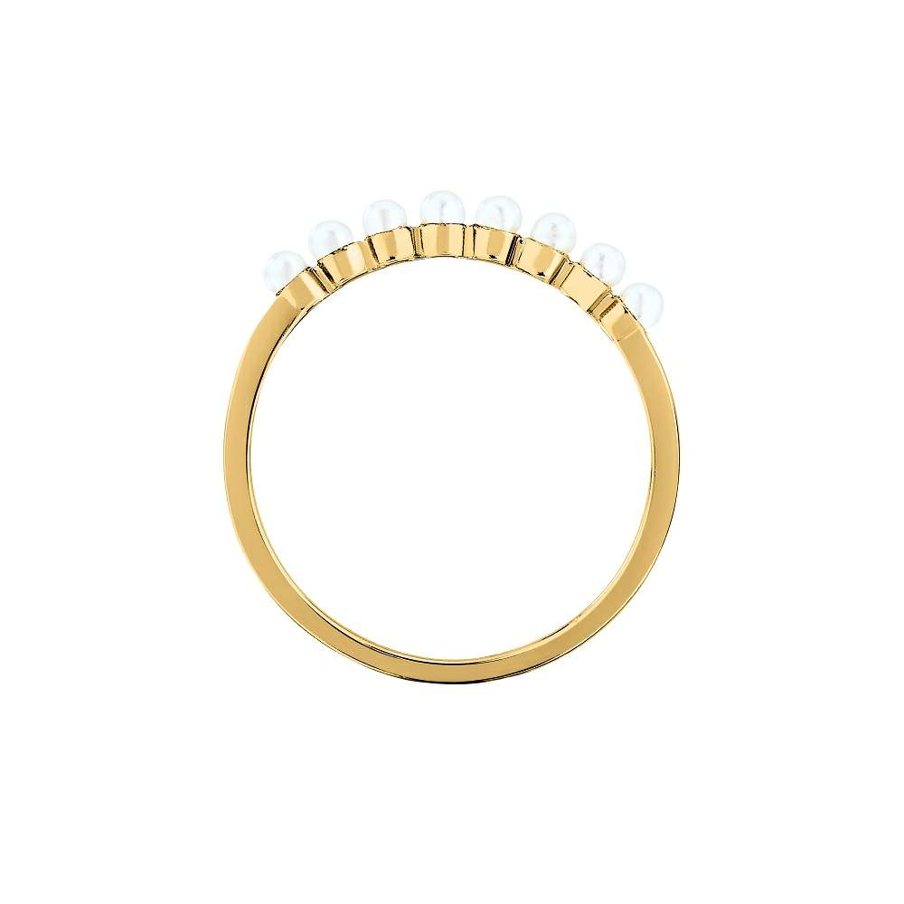 Inel din argint 925 rodiat auriu cu 8 perle de cultura, colectia Emily in Paris La Petite Story vedere laterala