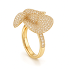 inel din argint 925 rodiat auriu cu floare in diamante cz montate micropave vedere laterala