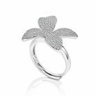 inel din argint 925 rodiat cu floare 4 petale diamante cz albe montate micropave