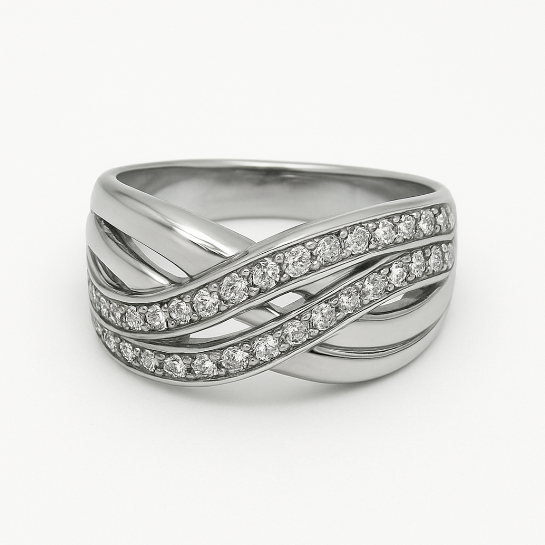 inel din argint 925 waves cu diamante cz