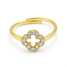 inel reglabil din argint 925 rodiat clover cu trifoi diamante cz albe