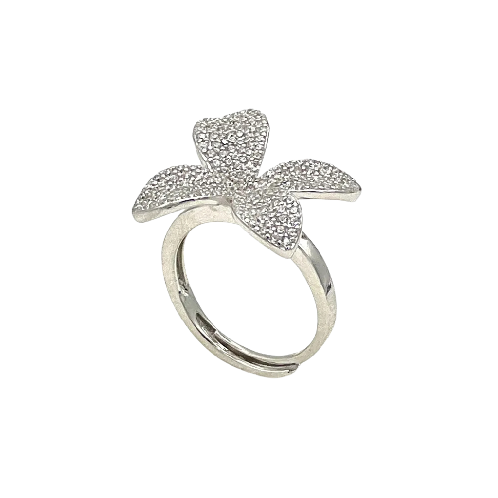 inel argint floare diamante cz