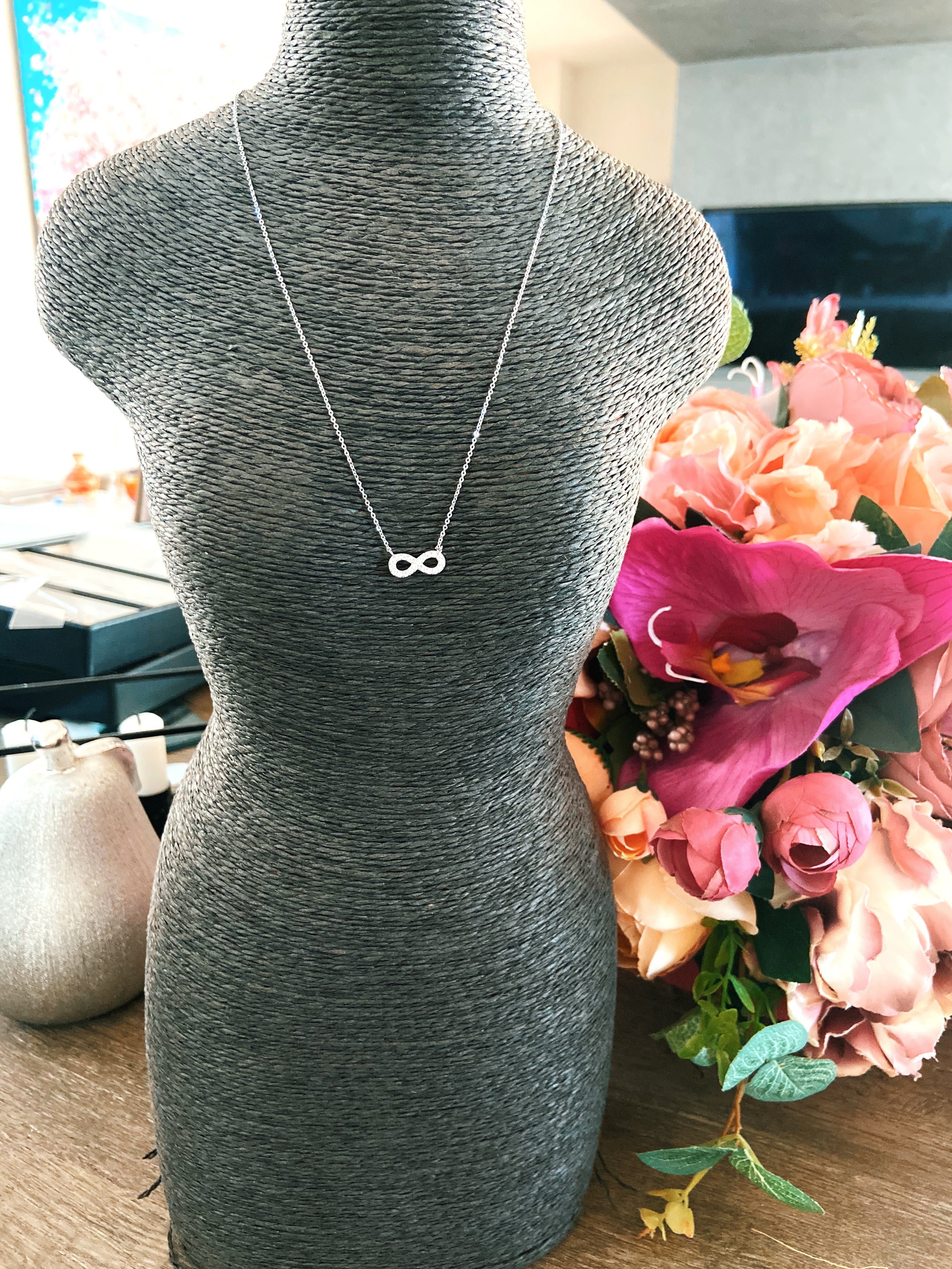 Colier din argint 925 rodiat cu semnul infinitului diamante CZ Colier Lasardo Gioielli