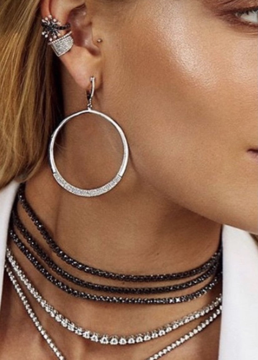 Colier Tennis din argint 925 rodiat 3mm cu Diamante CZ negre Colier Lasardo Gioielli