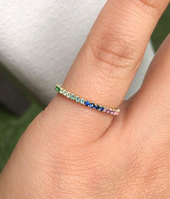 Inel Eternty Rainbow Din Argint 925 Rodiat Cu Diamante CZ Multicolore Round Cut inel Lasardo Gioielli