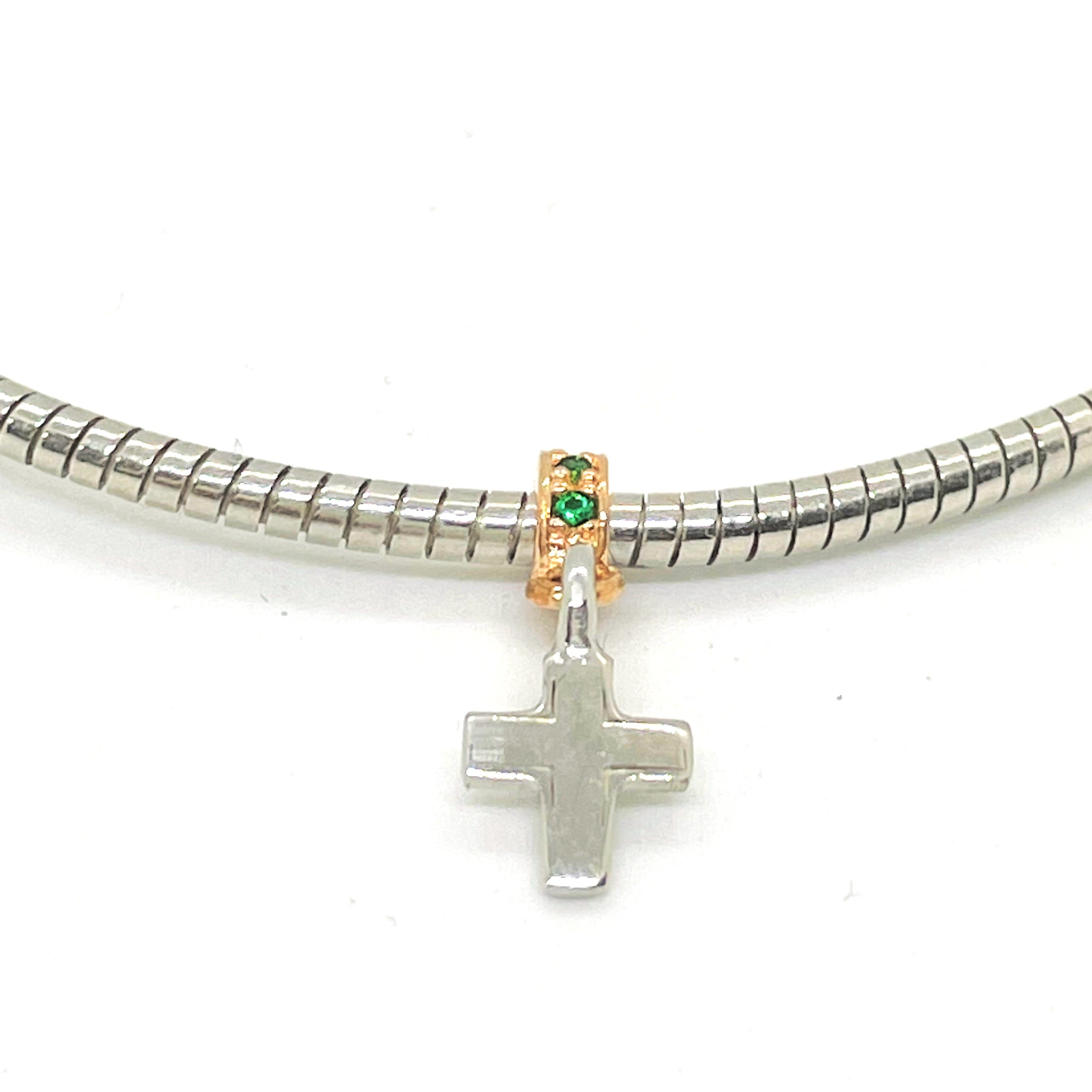 Bratara fixa semirigida din argint 925 rodiat cu cruciulita argintie Bratara Lasardo Gioielli