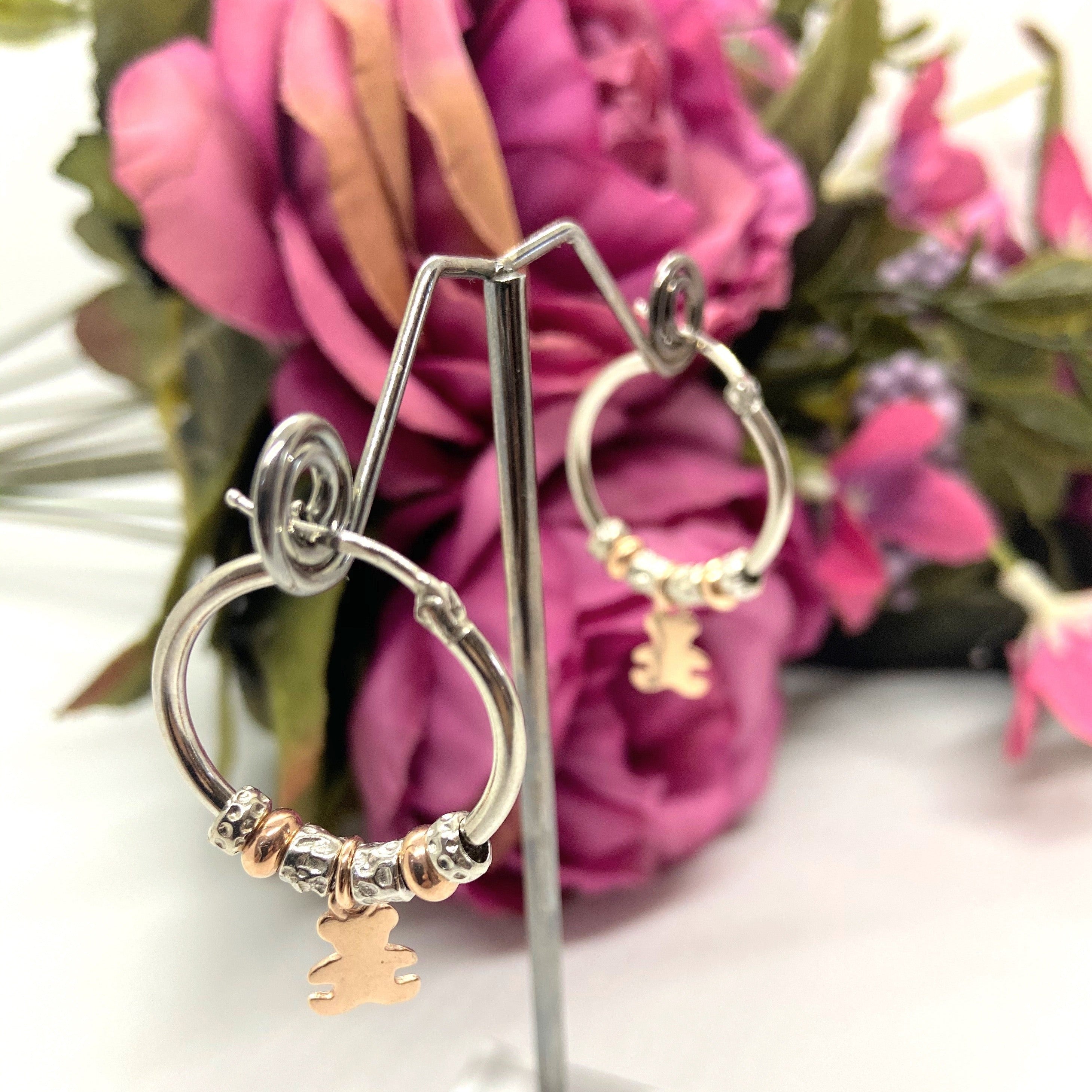 Cercei Din Argint 925 Rodiat cu Ursulet Cercei Lasardo Gioielli