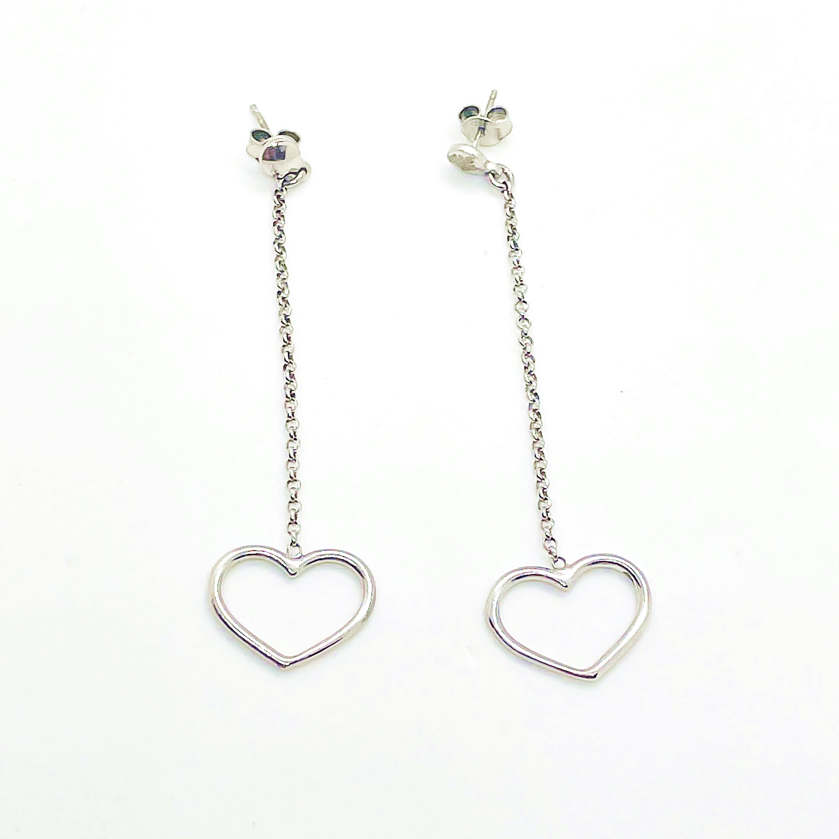 Cercei lungi din argint 925 rodiat cu inimi Cercei Lasardo Gioielli