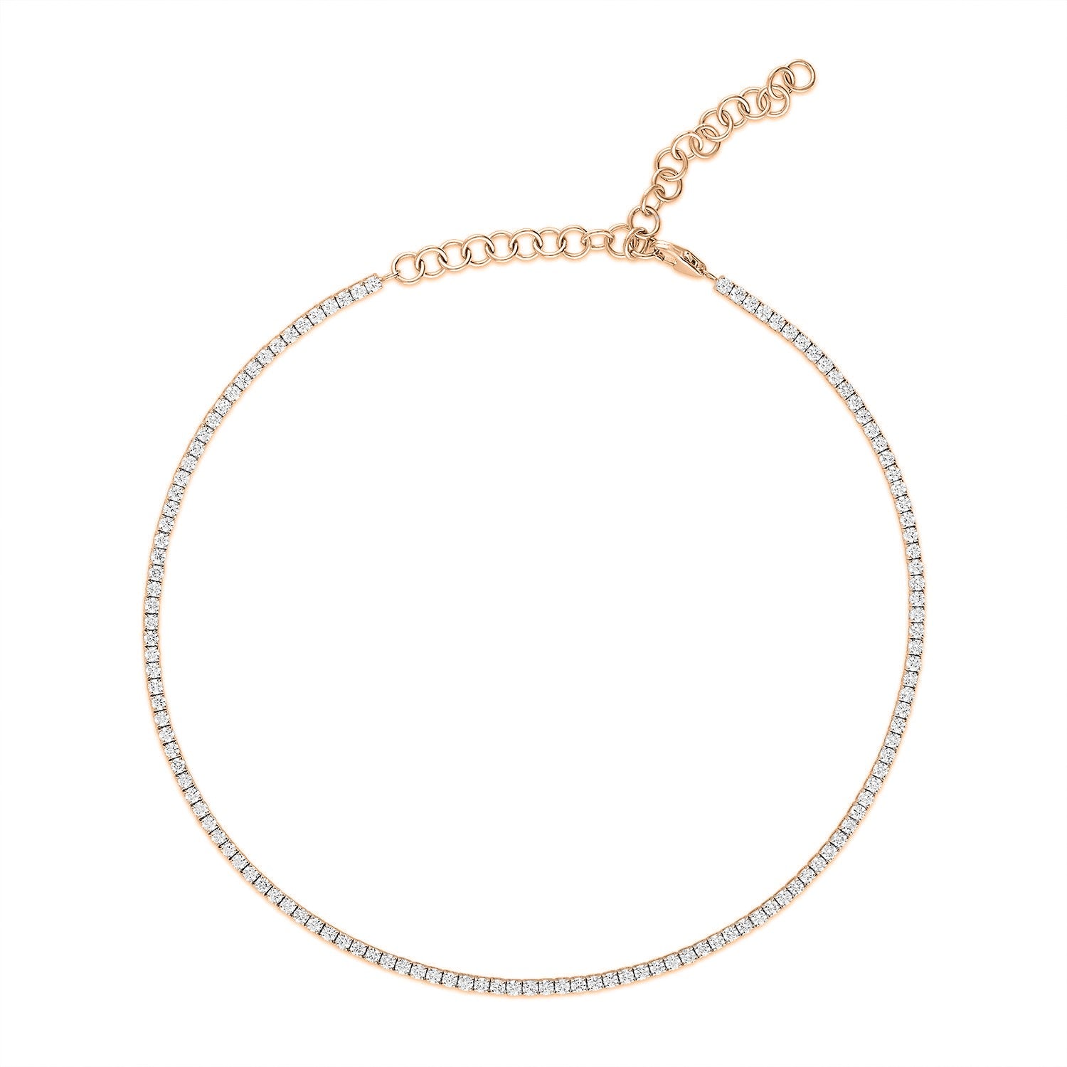 Colier Tennis din argint 925 rodiat rose gold 1,5 mm cu Diamante CZ albe Colier Lasardo Gioielli