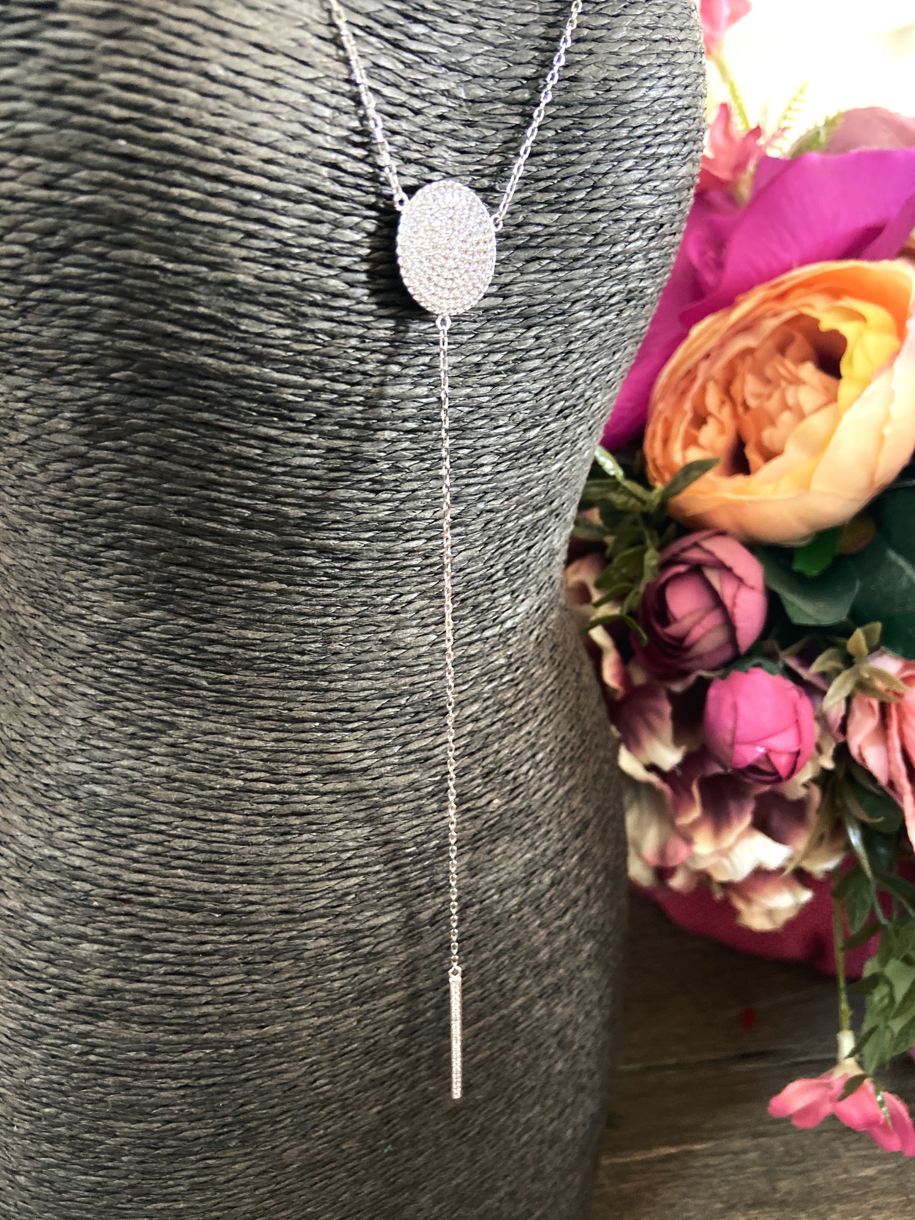 Colier Lung din Argint 925 Rodiat cu Diamante CZ Albe Colier Lasardo Gioielli