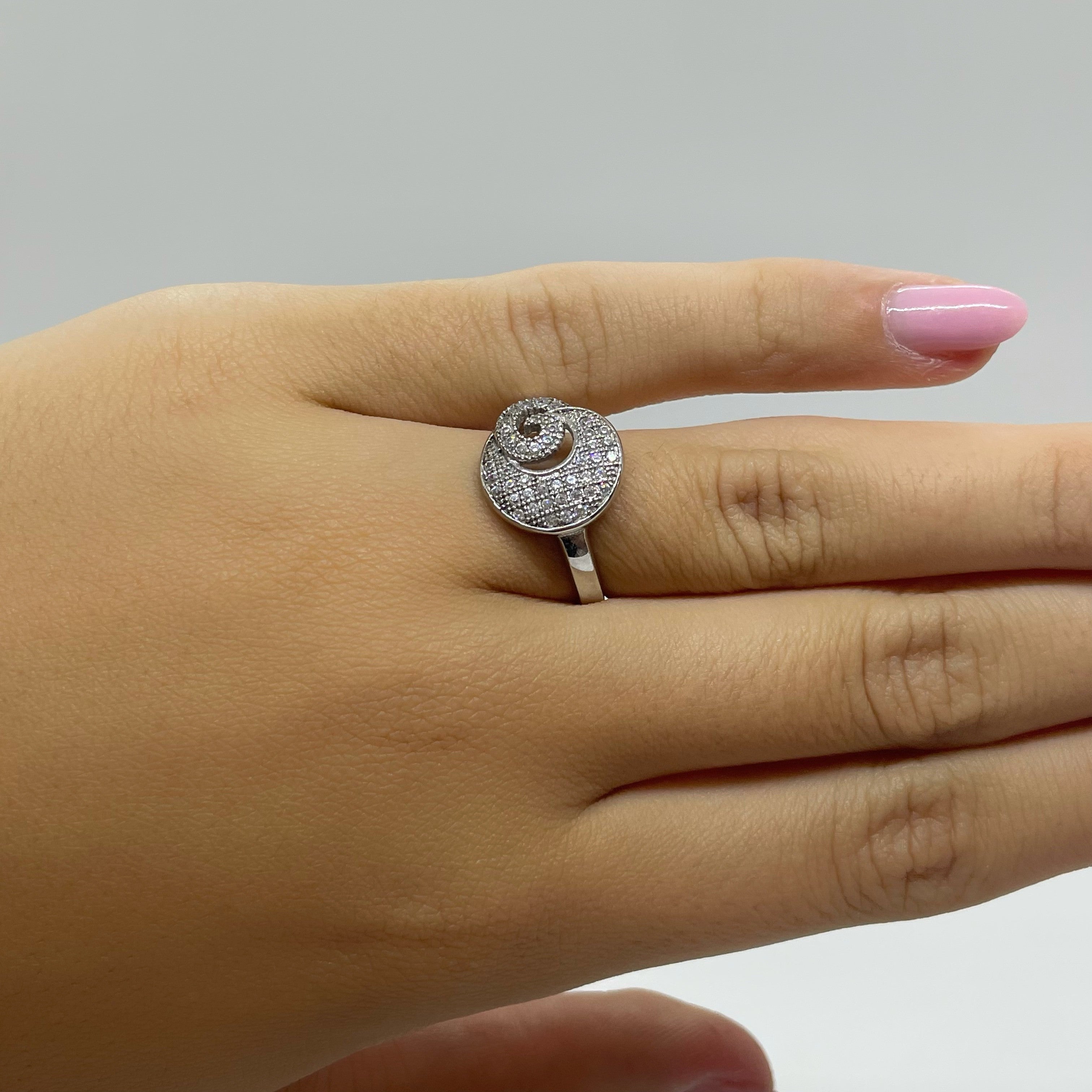 Inel "Spiral" Din Argint 925 Rodiat Cu Diamante CZ Albe Inel Lasardo Gioielli