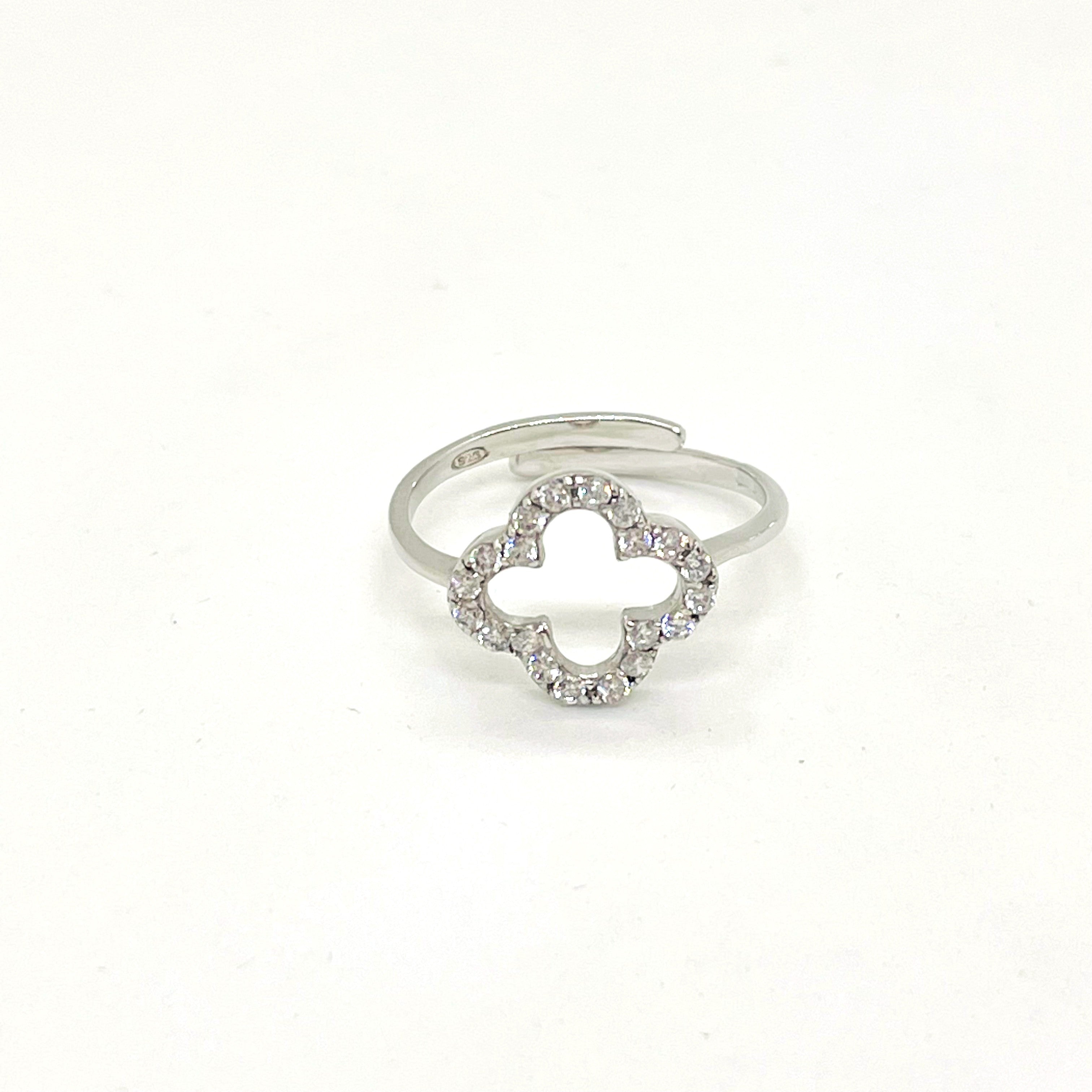 Inel "Clover" Din Argint 925 Rodiat Cu Diamante CZ Albe Inel Lasardo Gioielli